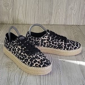 Tretorn Black and Cream Leopard Print Sneakers